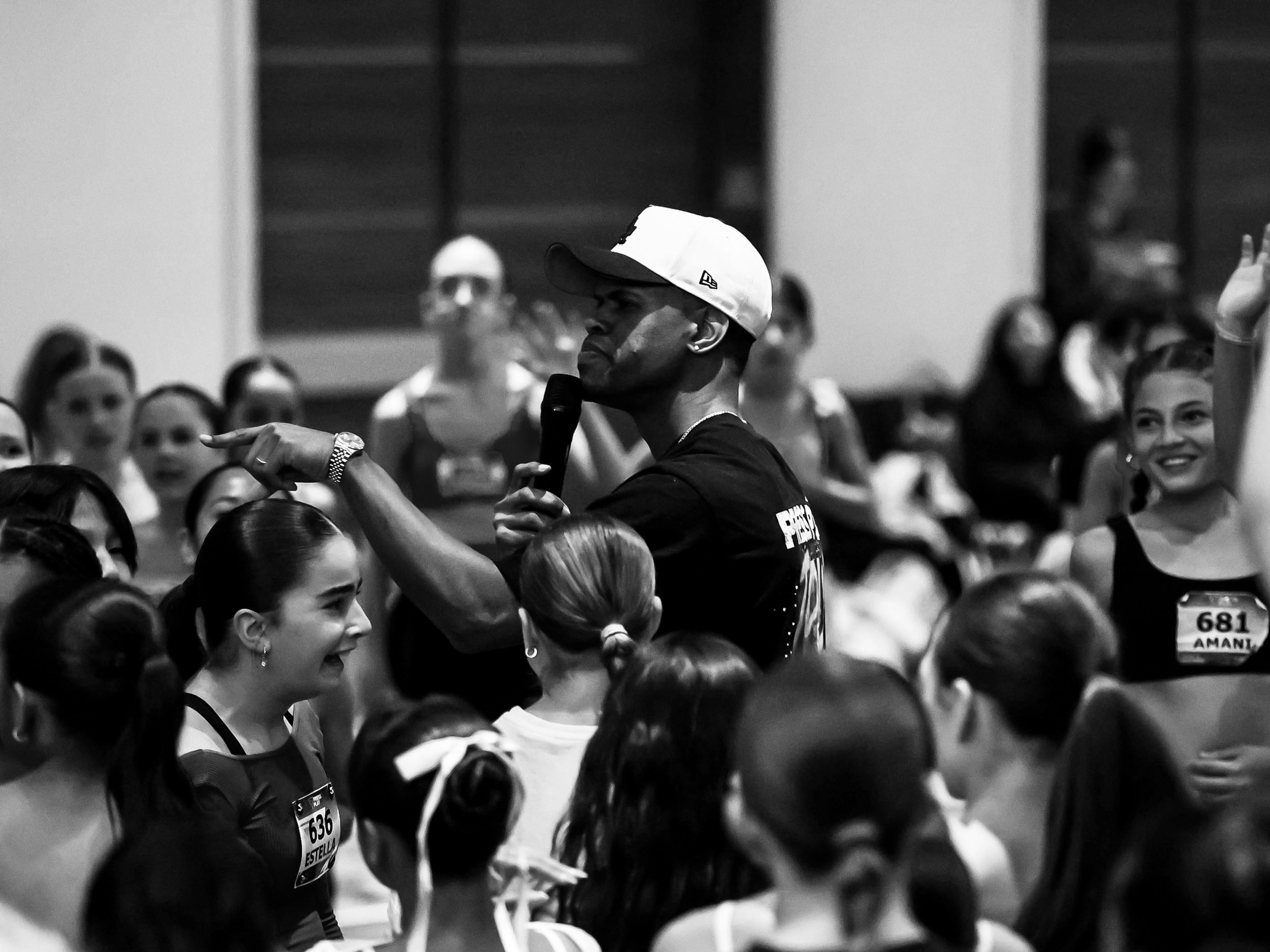Phil Wright guiding dancers during a live classroom session